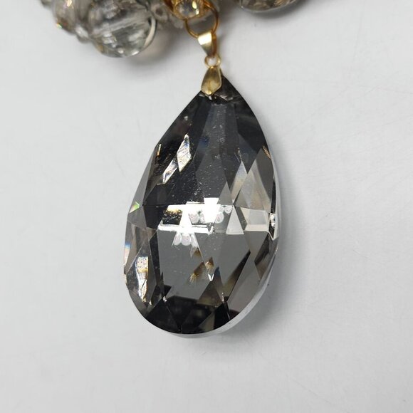 Elegant Multi-Strand Crystal Necklace Large Teardrop Pendant Adjustable Chain - Picture 6 of 9